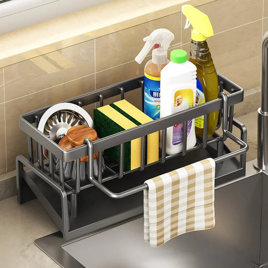 Kitchen Sink Drain Rack Organizer / Shelf Soap Sponge Holder Dishcloth Towel Rack filter basket